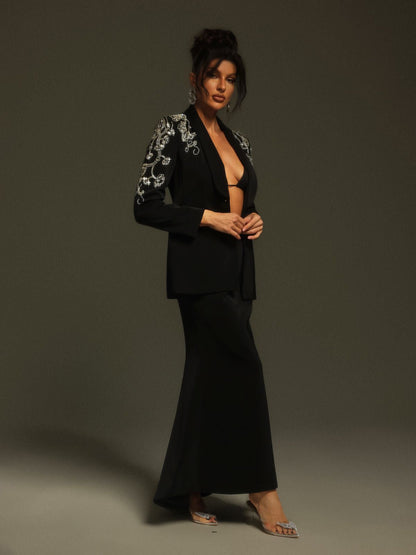 Set Blazer con Maniche Lunghe e Strass Charelle