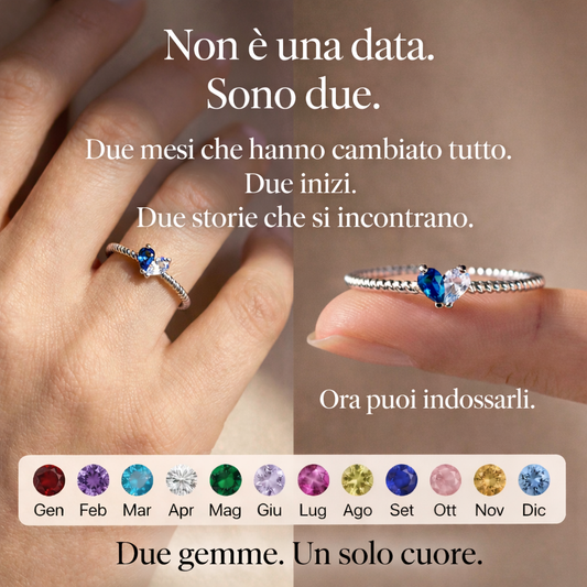 ANELLO CUORE PERSONALIZZATO – PIETRE DEI MESI SPECIALI