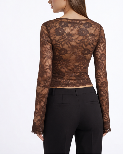 Top a maniche lunghe in pizzo
