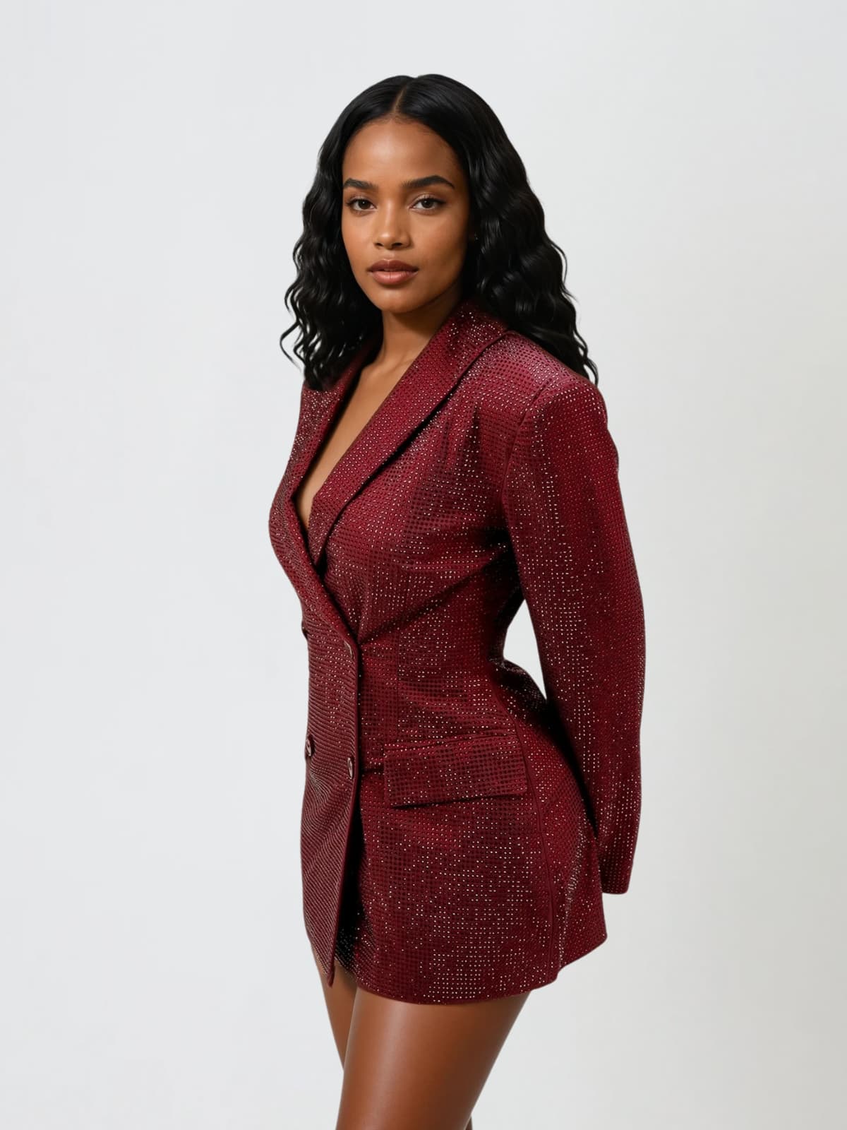 Abito Mini Blazer con Strass Driftspace in Rosso