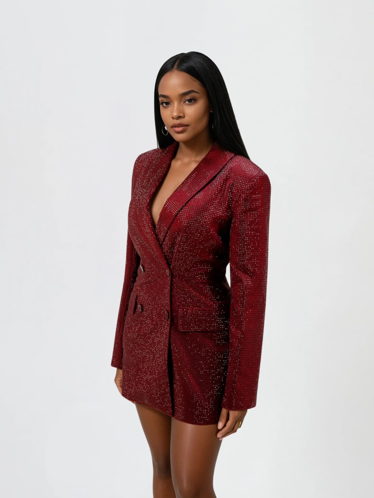 Abito Mini Blazer con Strass Driftspace in Rosso