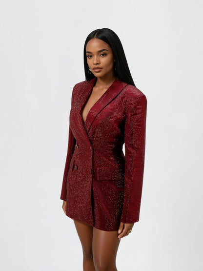 Abito Mini Blazer con Strass Driftspace in Rosso