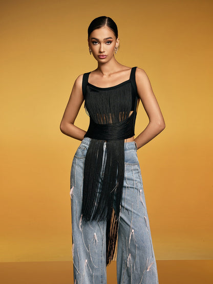 Top Bandage con Frange Dualine