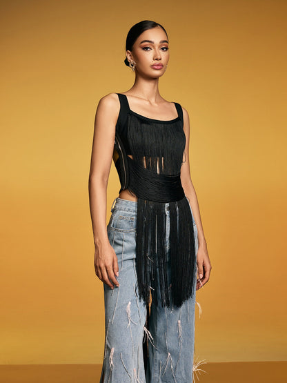 Top Bandage con Frange Dualine