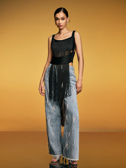 Top Bandage con Frange Dualine