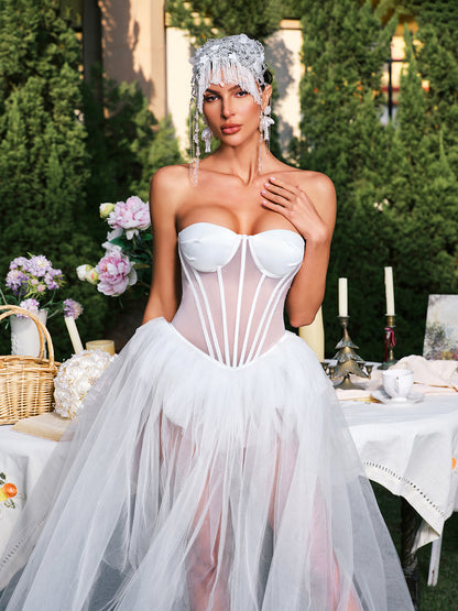 Abito Maxi in Rete Eddard Senza Spalline