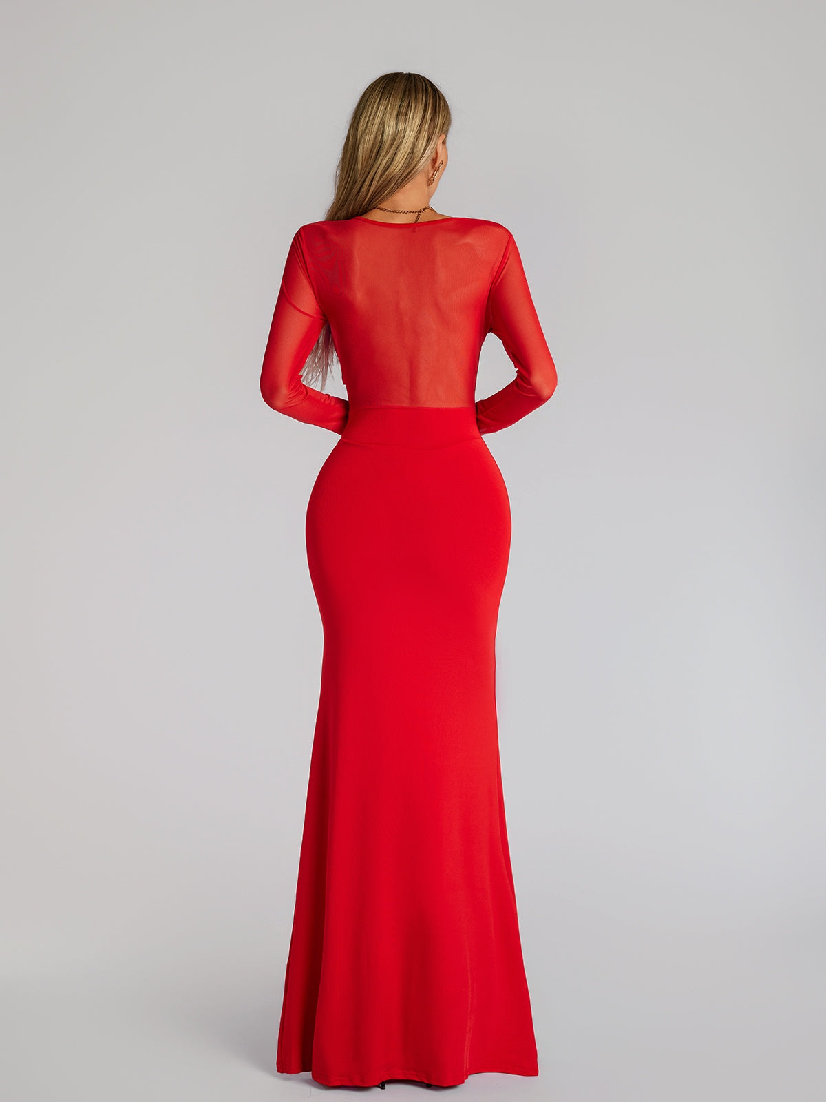 Abito Maxi con Maniche Lunghe e Fiocco Fares