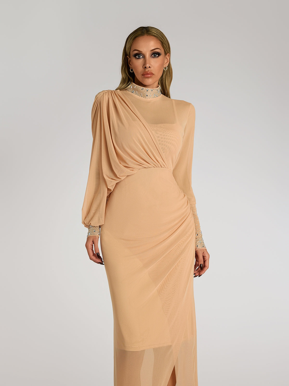 Abito Maxi Arricciato con Strass Faris