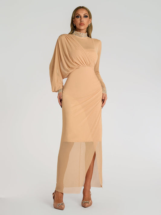 Abito Maxi Arricciato con Strass Faris