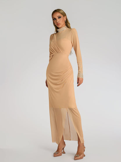 Abito Maxi Arricciato con Strass Faris