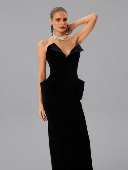 Abito Maxi in Velluto Senza Spalline Farquhar