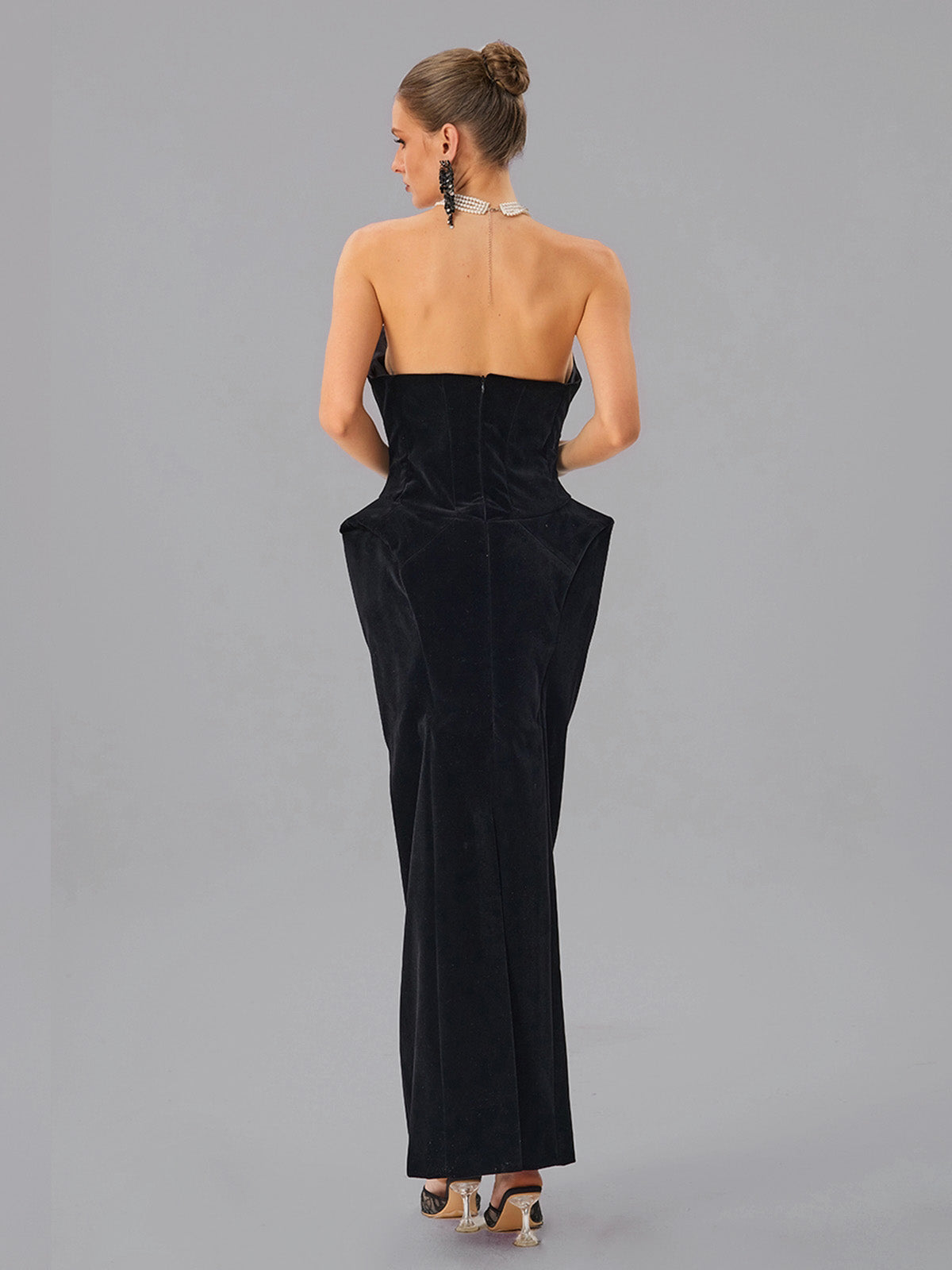 Abito Maxi in Velluto Senza Spalline Farquhar