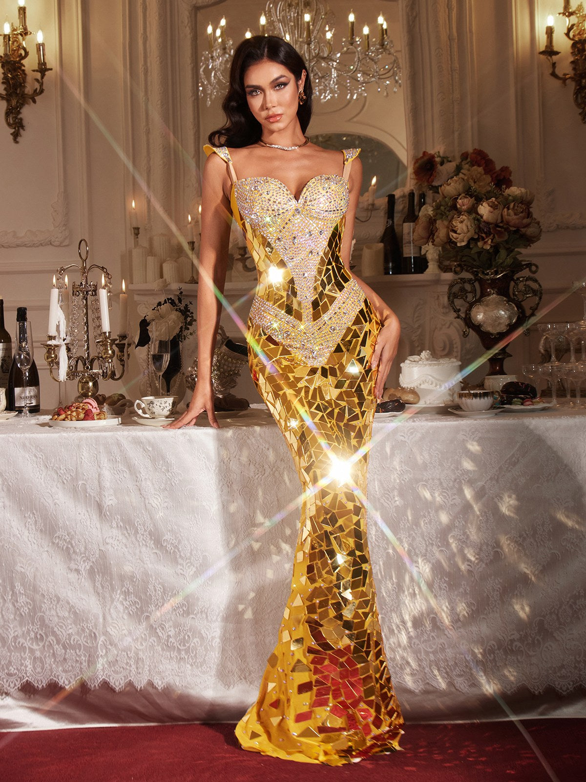 Abito Maxi Senza Maniche con Strass Finnegan