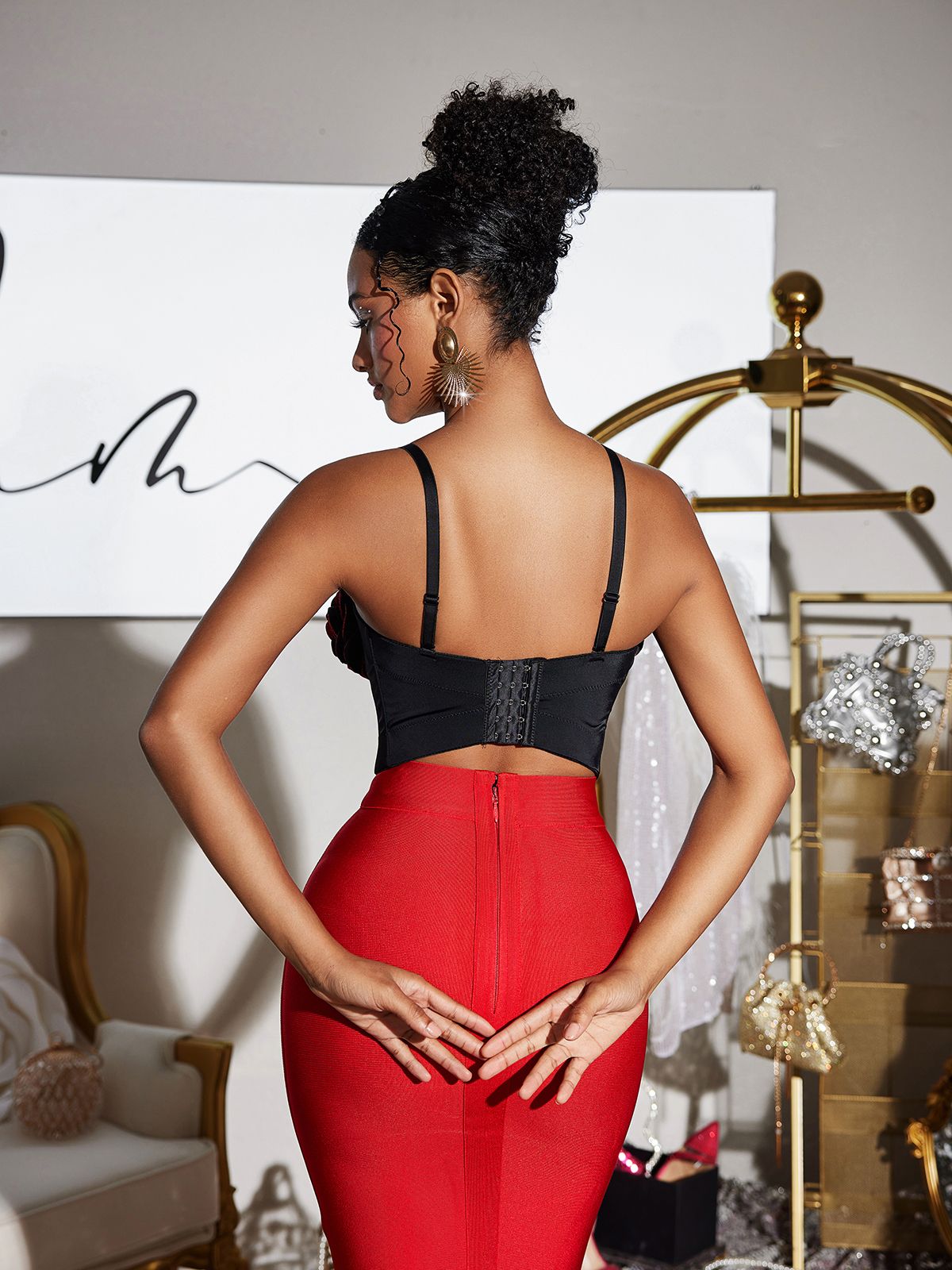 Top Bustier Fivika con Spaghetti e Fiori