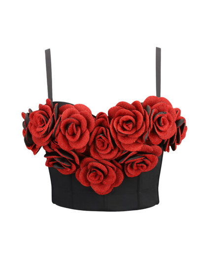 Top Bustier Fivika con Spaghetti e Fiori