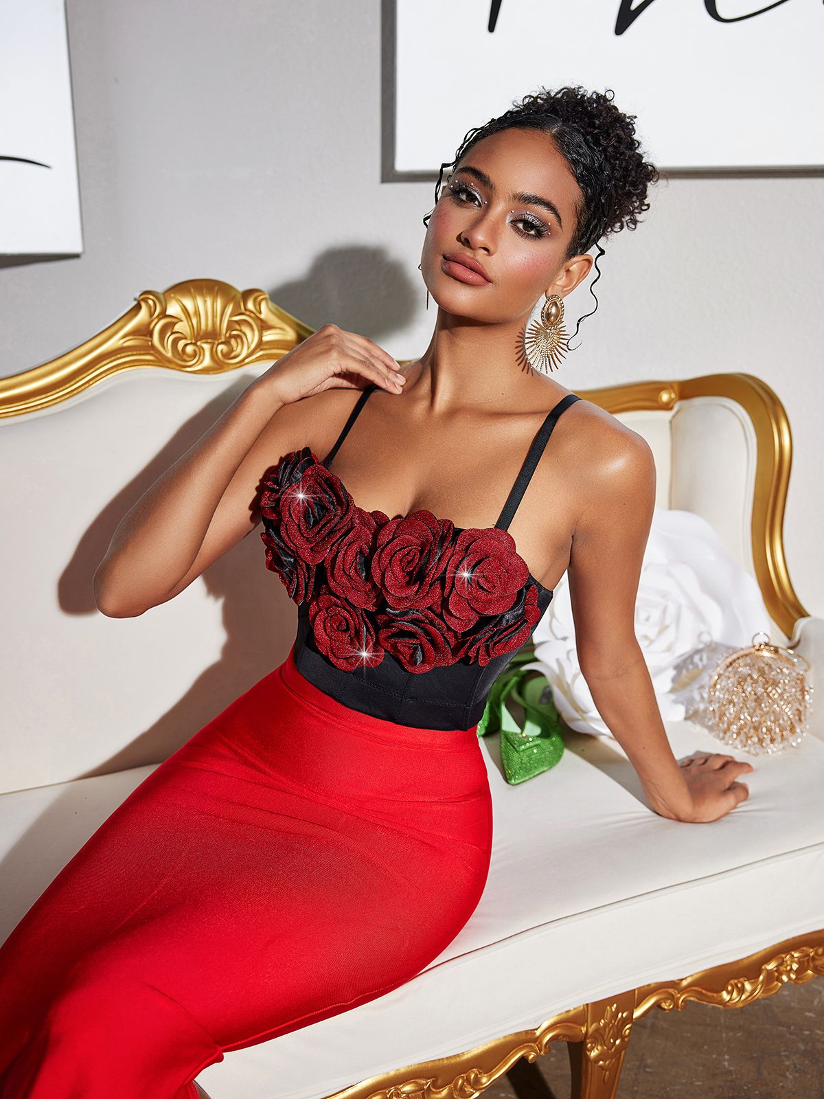 Top Bustier Fivika con Spaghetti e Fiori