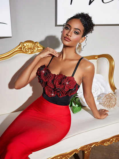 Top Bustier Fivika con Spaghetti e Fiori