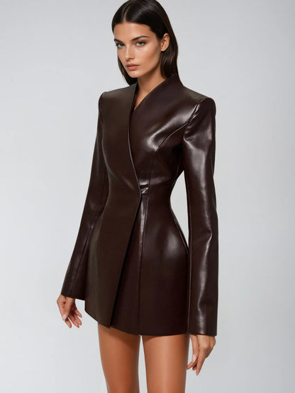 Blazer in Pelle a Maniche Lunghe Fogward