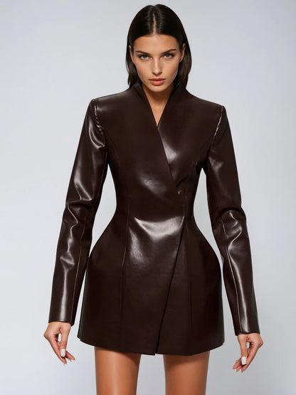 Blazer in Pelle a Maniche Lunghe Fogward