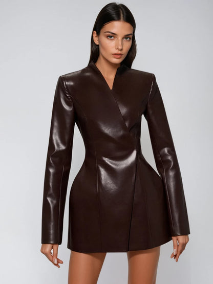 Blazer in Pelle a Maniche Lunghe Fogward