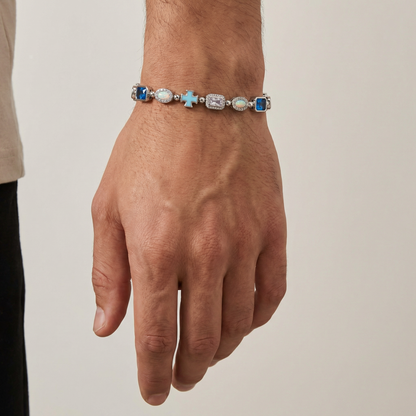 BRACCIALE CROCE & OPALI - ARGENTO