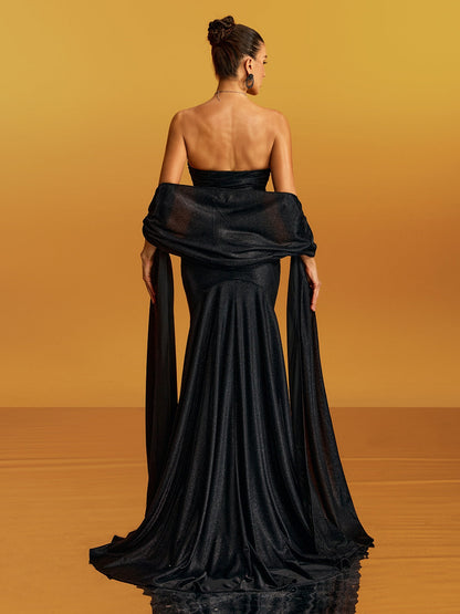 Abito Maxi Twisted Glitter Senza Spalline Geotron