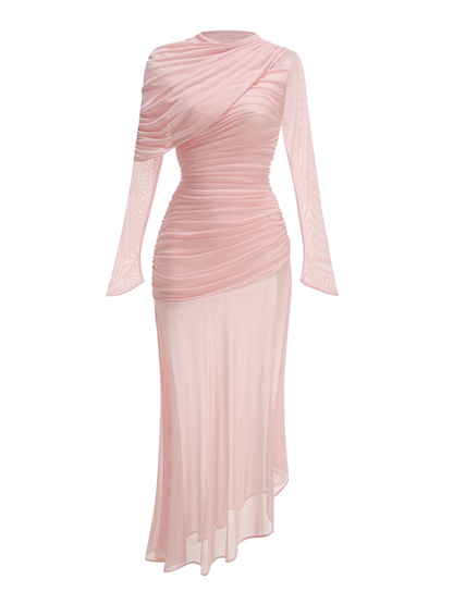 Abito Maxi in Rete a Manica Lunga Glacian