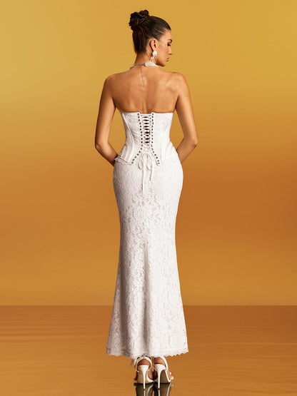 Abito Maxi Floreale Senza Spalline Gyrex