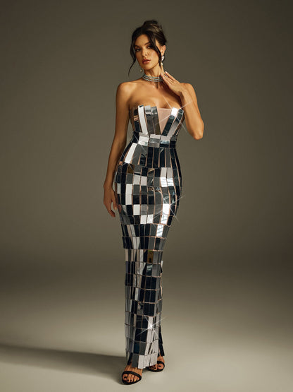 Abito Maxi Senza Spalline in Acrilico Haelys