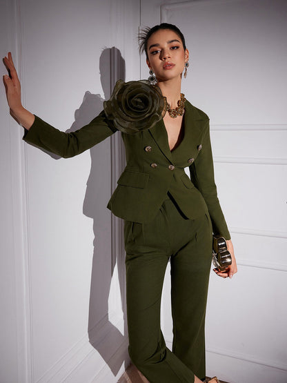 Set Blazer con Bottoni a Fiore in Tulle Halcyon