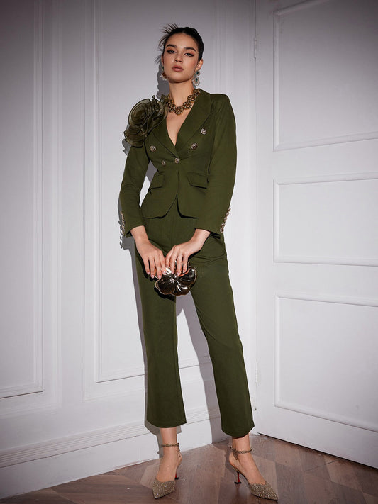 Set Blazer con Bottoni a Fiore in Tulle Halcyon