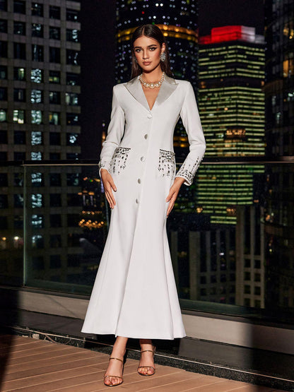 Abito Blazer con Strass Hassan in Bianco