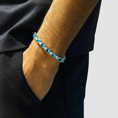 BRACCIALE CUBO BLU CHIARO - ARGENTO