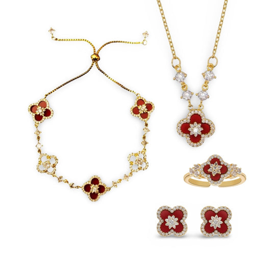 Set di Fiori di Diamante Rosso