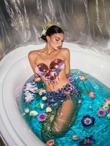 Top Armor a Goccia Cuore Metallico Iago in Rosa