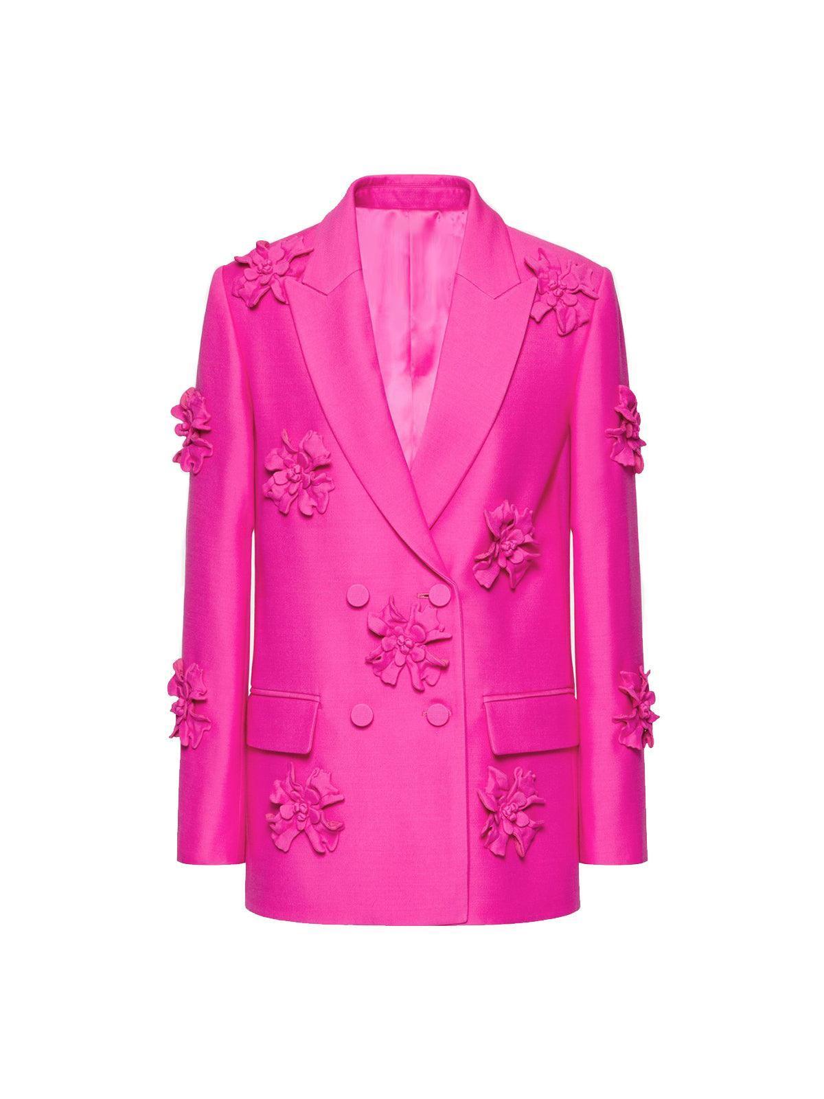 Set Blazer Decorato con Fiori Indiana in Rosa Acceso