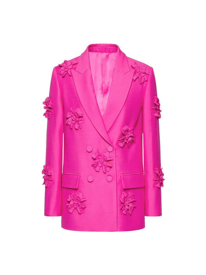 Set Blazer Decorato con Fiori Indiana in Rosa Acceso