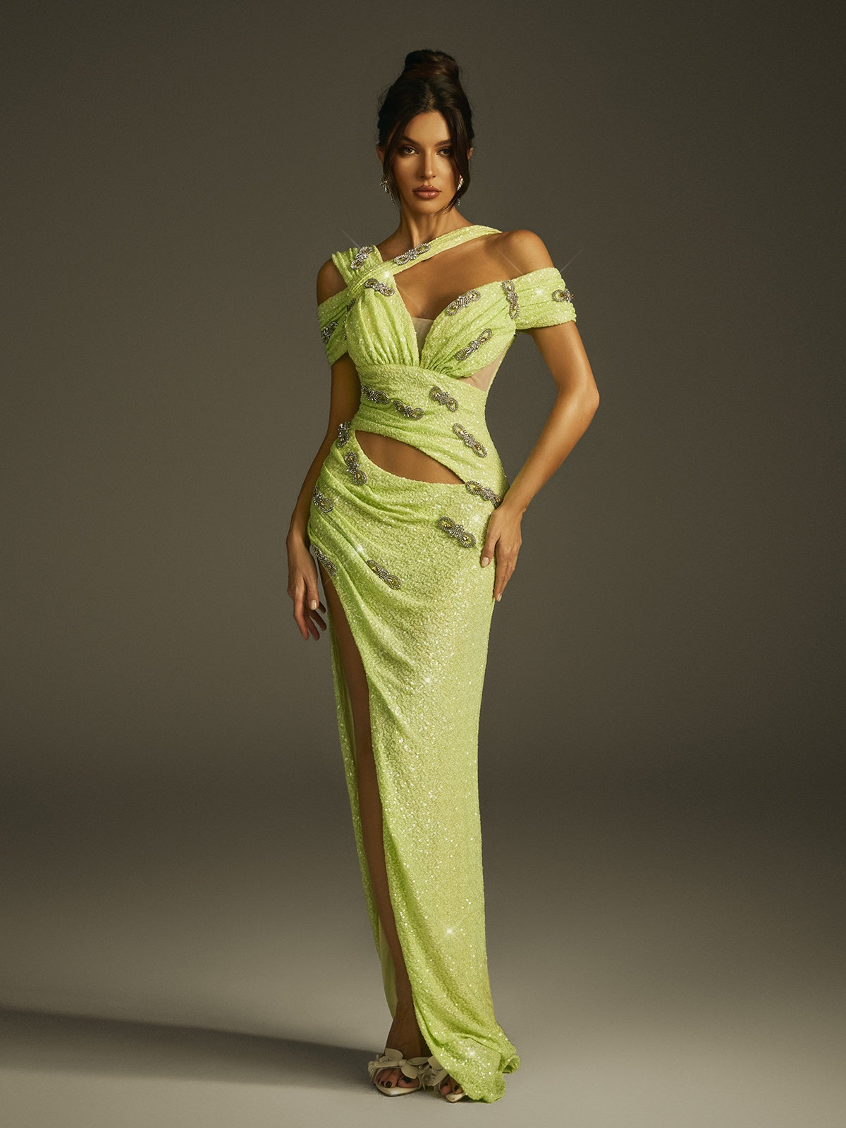 Abito Maxi con Cutout e Paillettes Izgoth