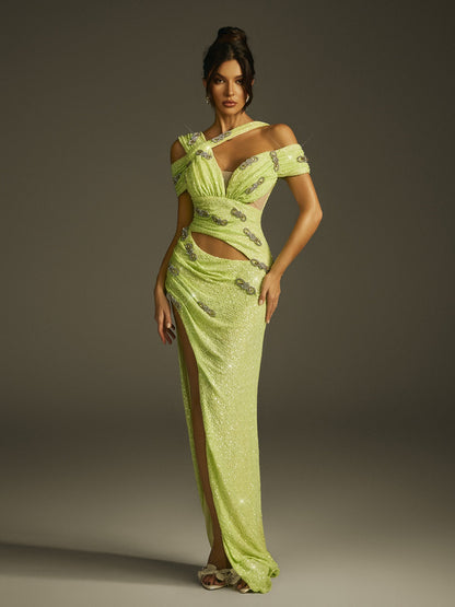 Abito Maxi con Cutout e Paillettes Izgoth