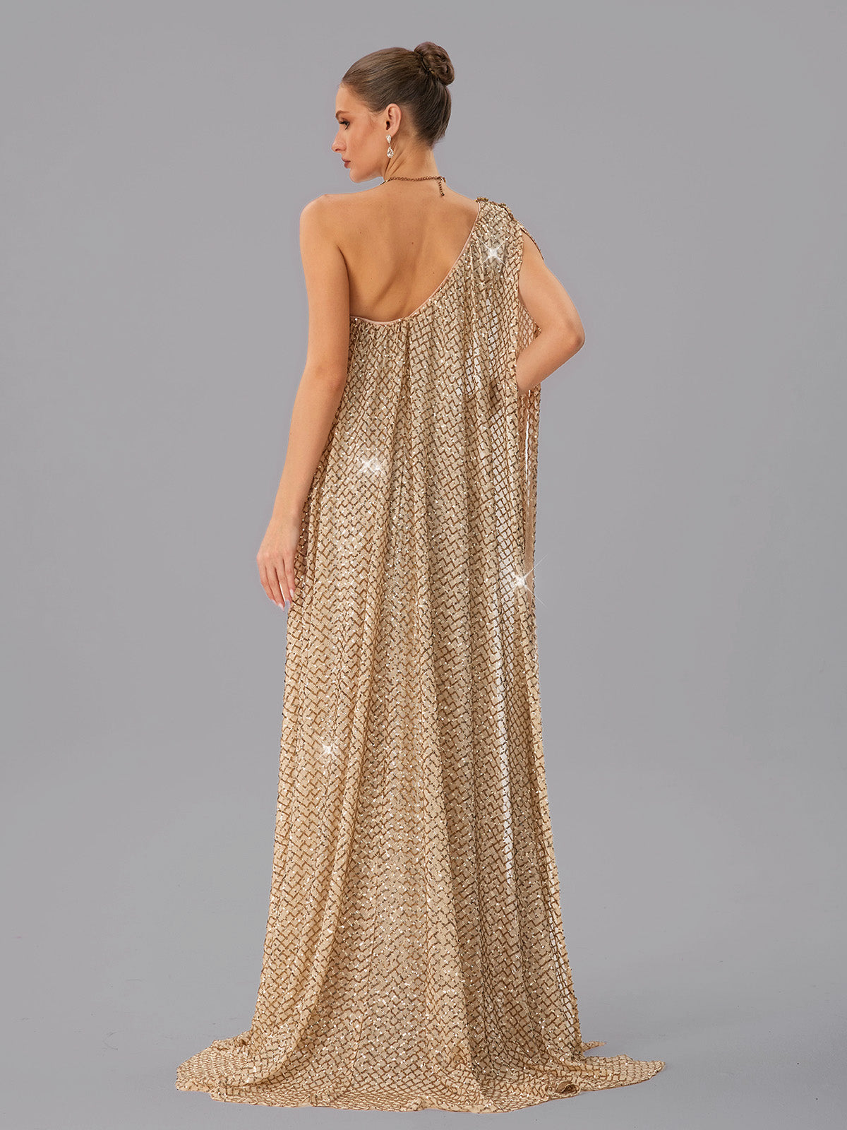 Junctionet Abito Maxi con Spallina Unica e Paillettes