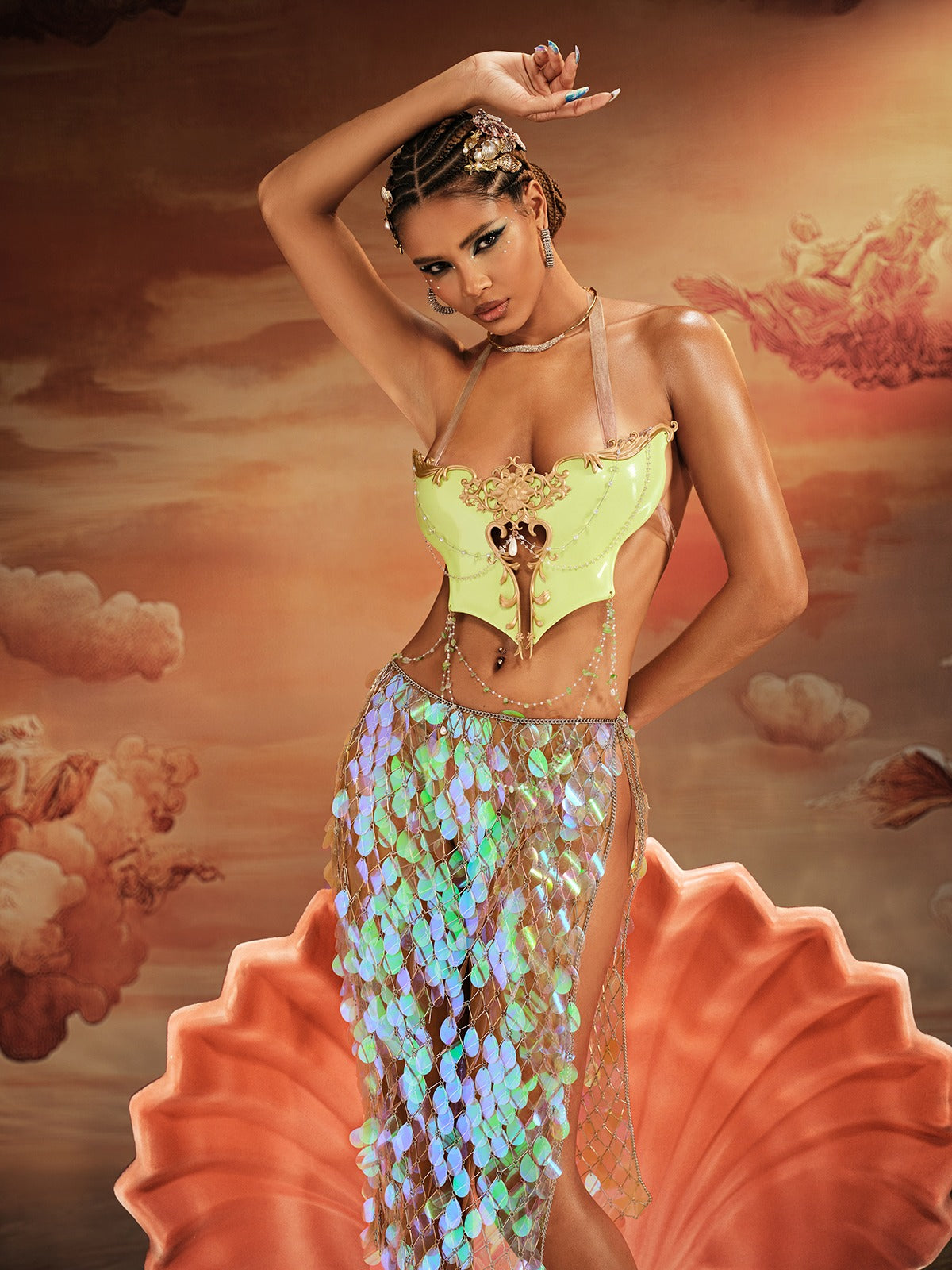 Top in Maglia con Catene Kaelrix Verde