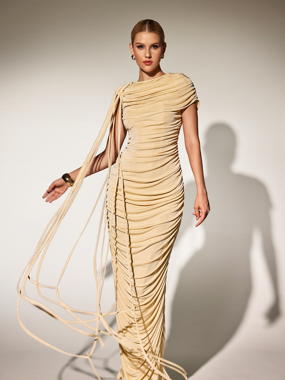 Abito Maxi Drappeggiato Katinka In Beige