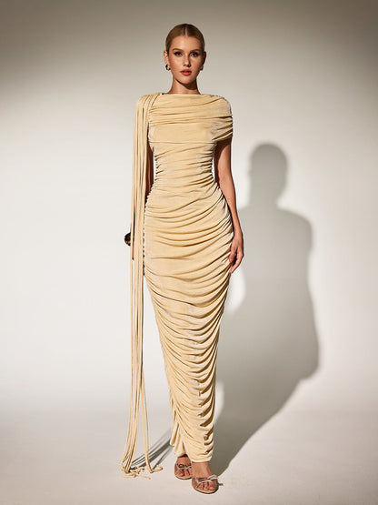 Abito Maxi Drappeggiato Katinka In Beige