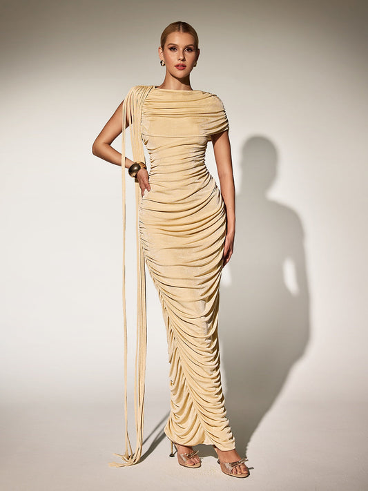 Abito Maxi Drappeggiato Katinka In Beige
