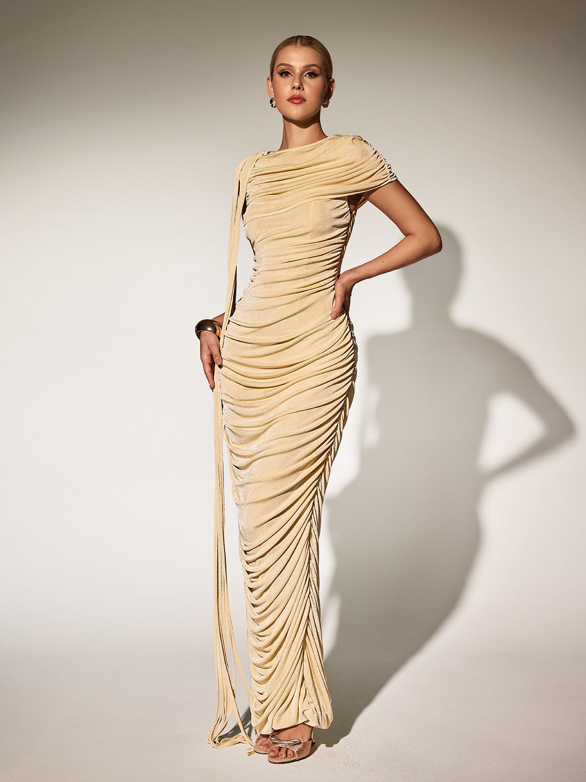 Abito Maxi Drappeggiato Katinka In Beige