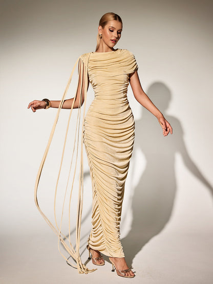 Abito Maxi Drappeggiato Katinka In Beige