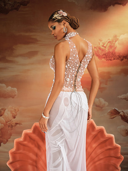 Top in Rete con Collo Alto e Lacci Kunigunde