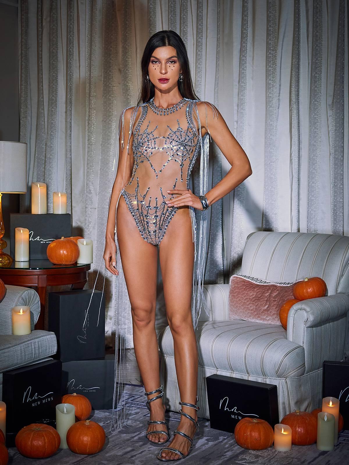 Body Lamia Cobweb Fringe con Paillettes