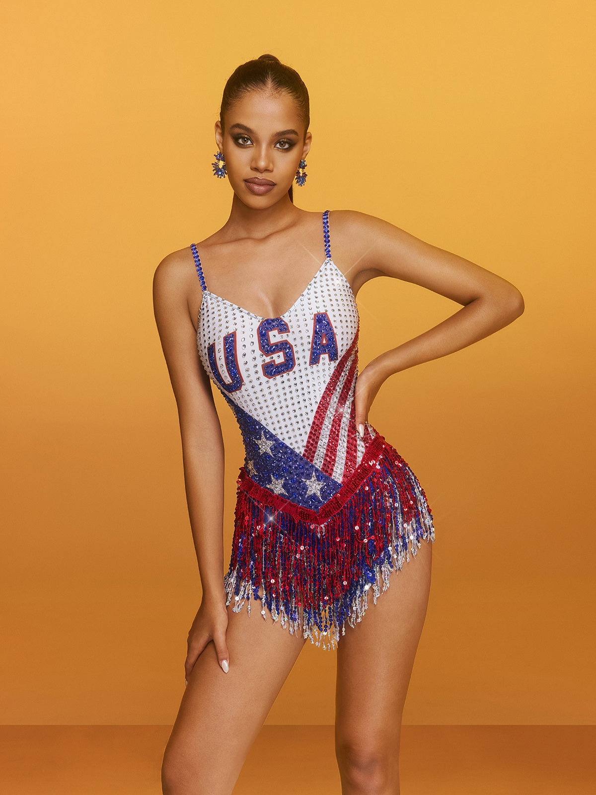 Body stampato con strass Latoya Spaghetti