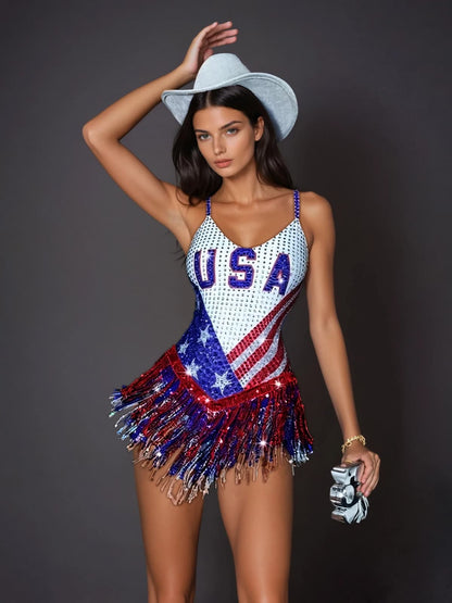 Body stampato con strass Latoya Spaghetti